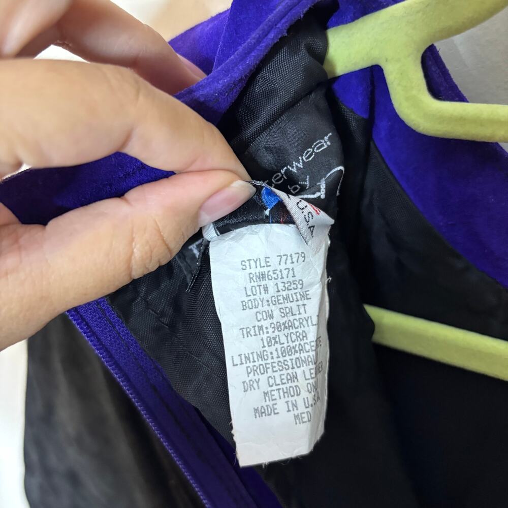 Outerwear by Phoenix Black Colorblock Suede Rib Bodycon Vintage Mini Dress Sz M - Picture 6 of 11